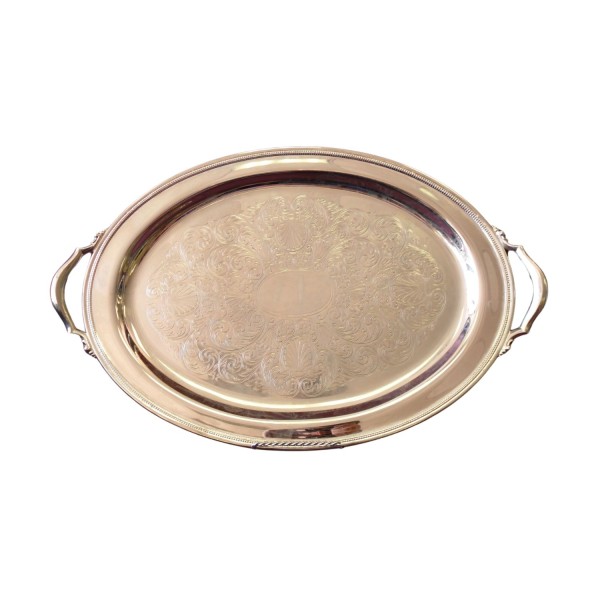 14.5" x 20" Oval Silver Plated Tray with Handles