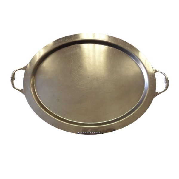 18" x 23.5" Oval Stainless Steel Tray with Handles