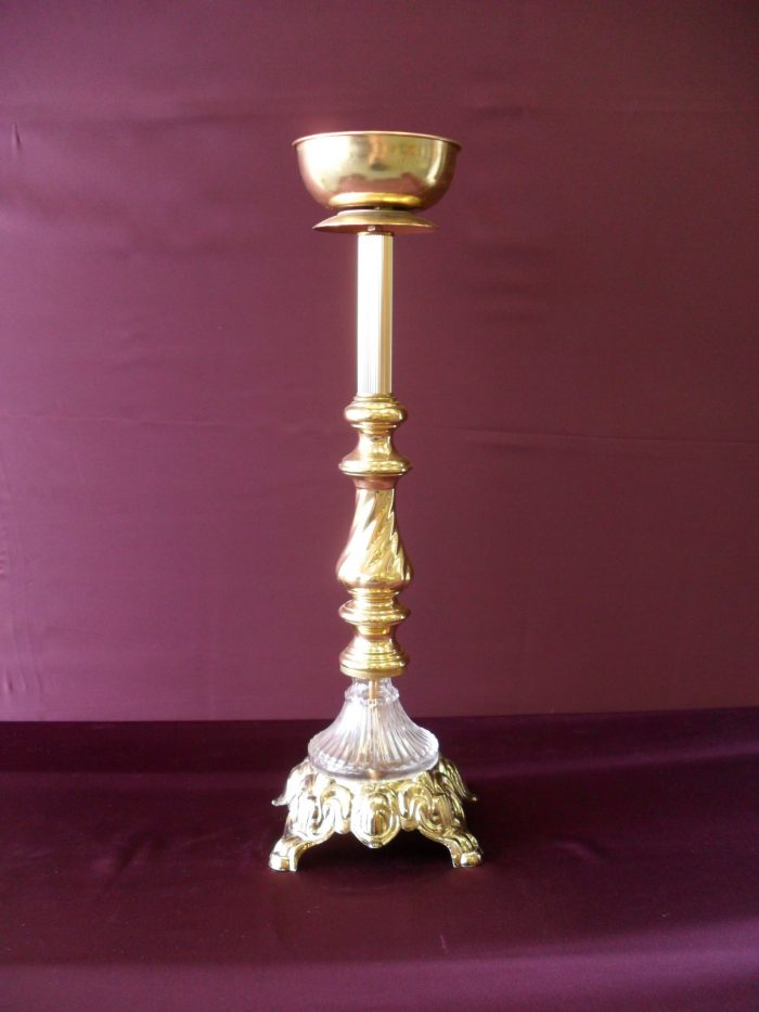 27" Brass Gold and Crystal Urn