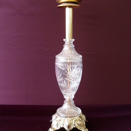 27" Crystal and Gold Brass Urn