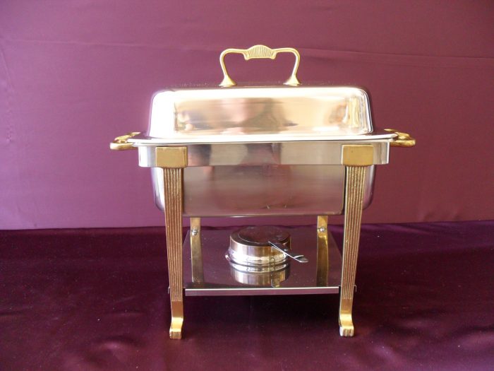 4qt Rectangle Chafer with Gold