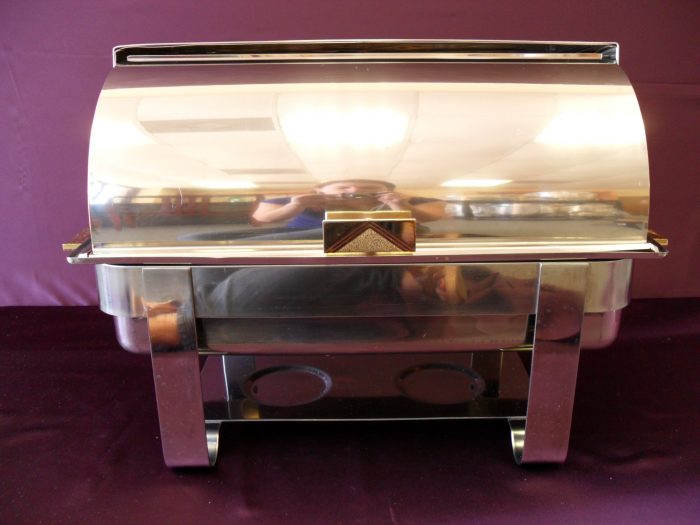 8qt Rectangular Rolltop Chafer with Gold