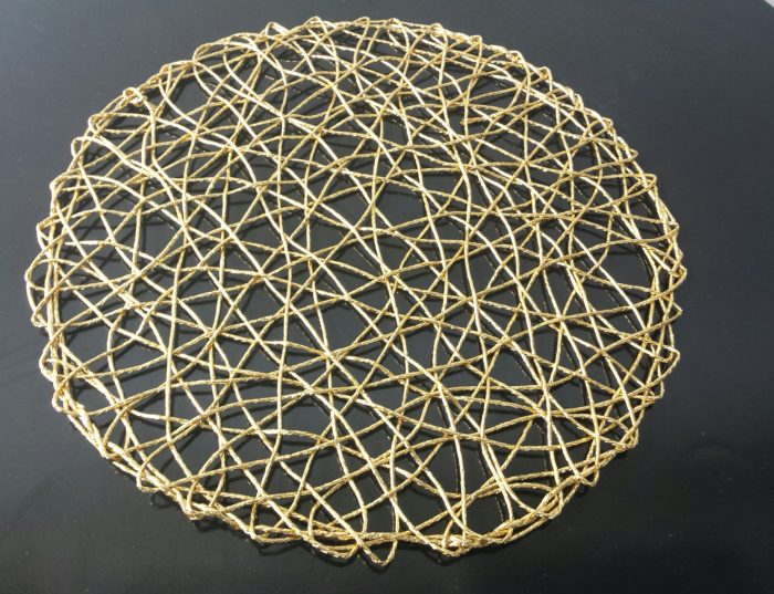 14.5" Rd Gold Faux Wire Placemat