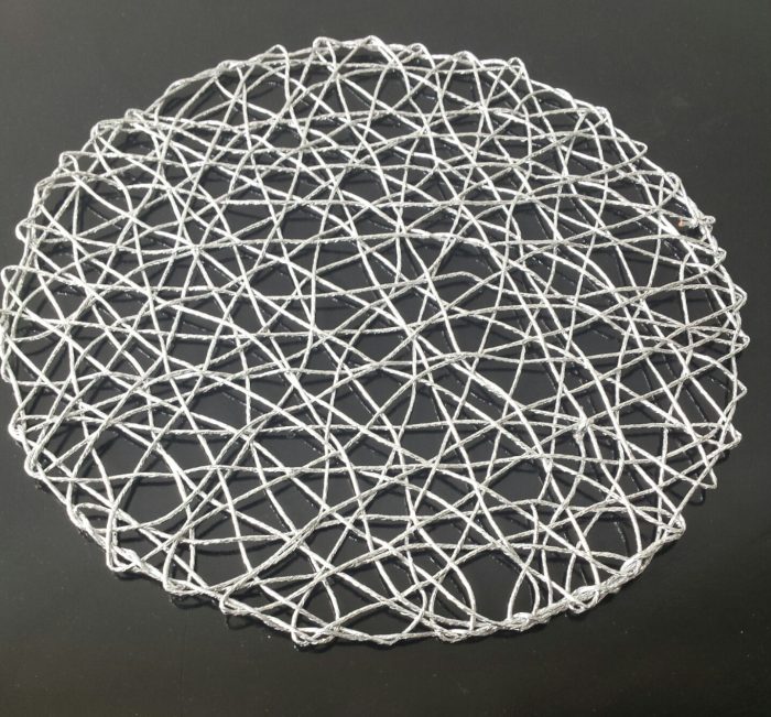 14.5" Rd Silver Faux Wire Placemat