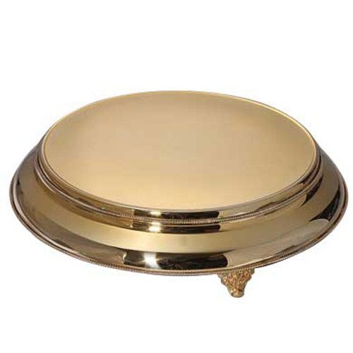 Rose Accent Round Gold Plated Cake Plateau