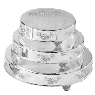 Rose Accent Round Silver Plated Cake Plateau