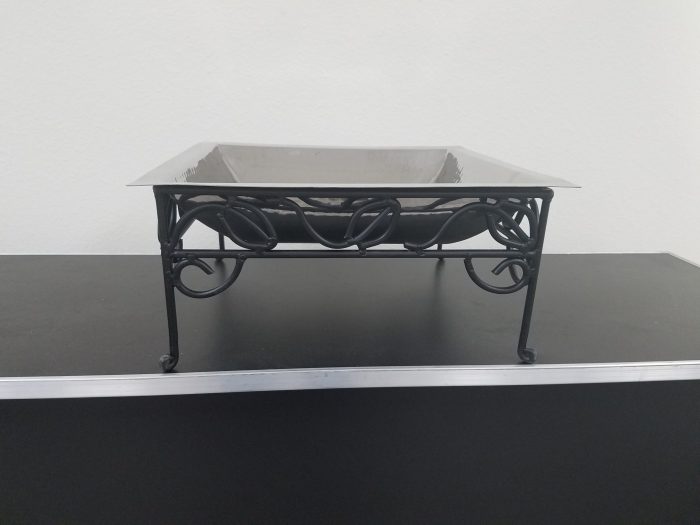 13.5" Square Bowl w/Wrought Iron Stand