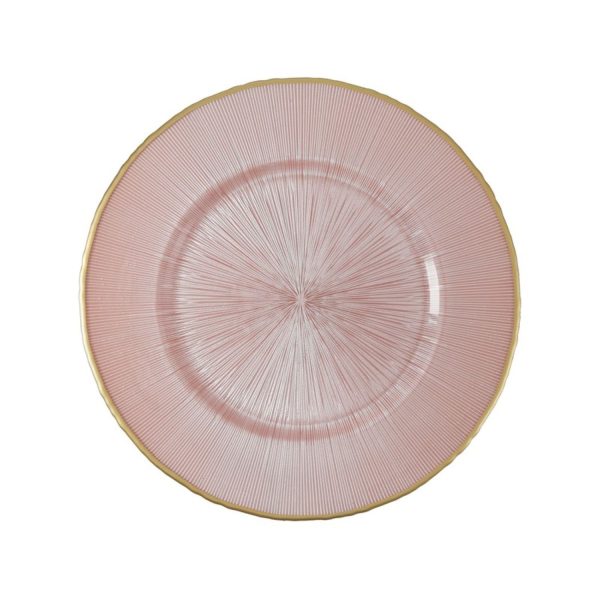 13" Pink/Gold Aurora Glass Charger