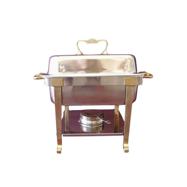 4qt Rectangle Chafer with Gold