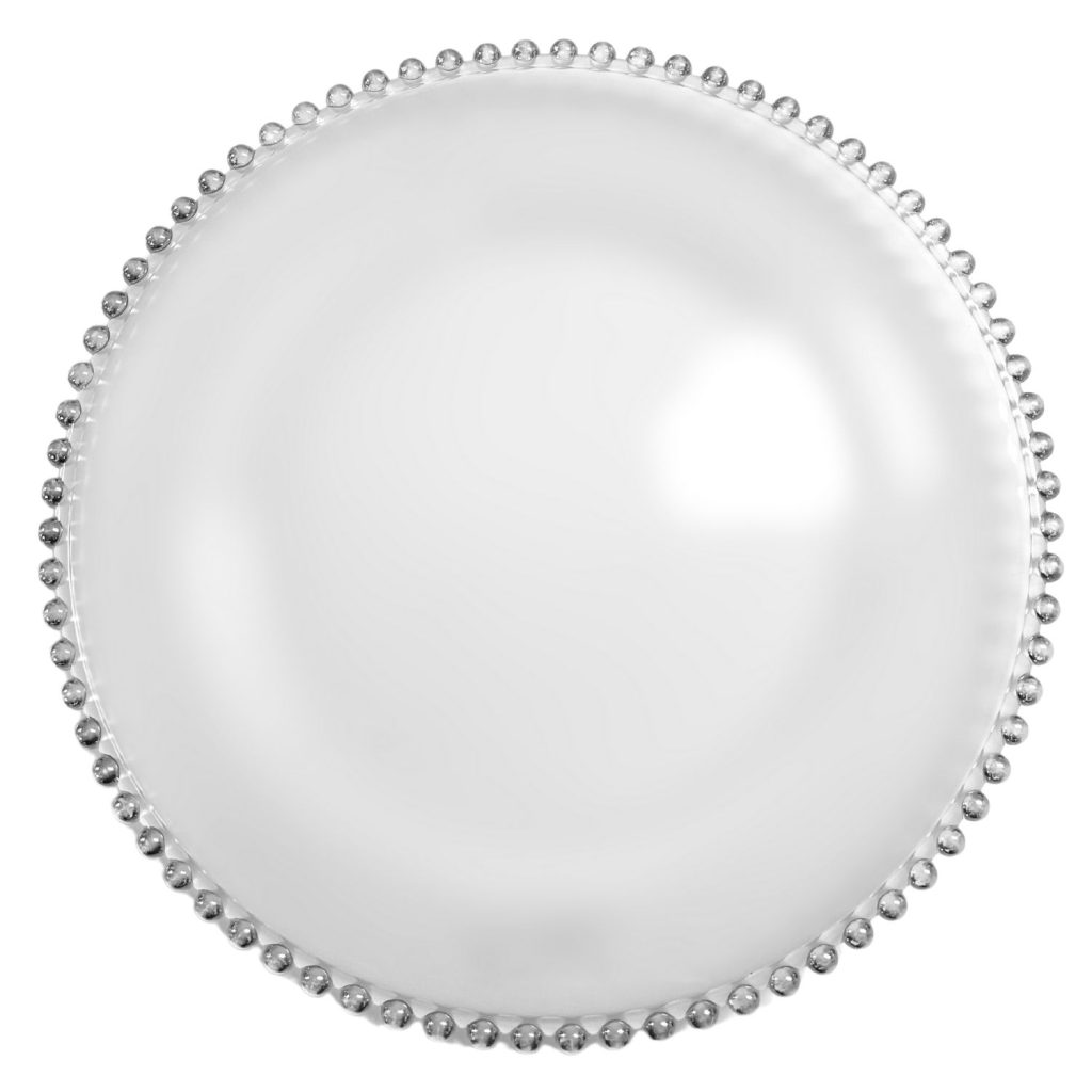 13" Silver Beaded Frosted Glass Charger