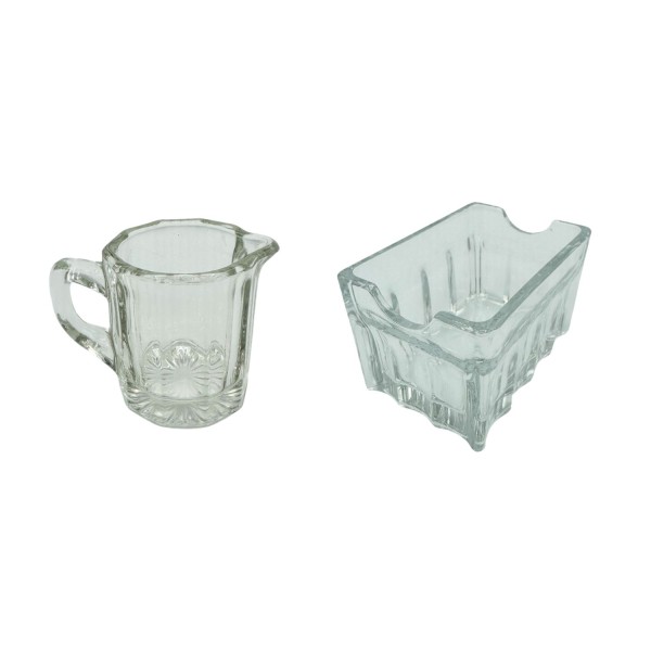 Glass Sugar Caddy and Creamer