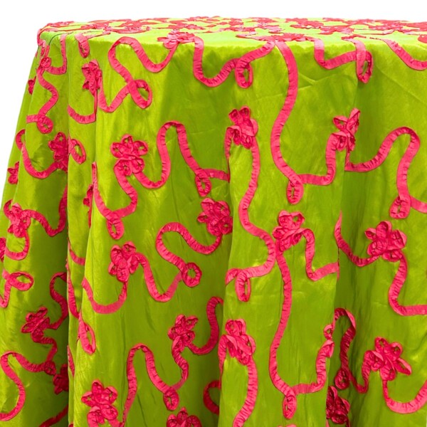 Ribbon Taffeta - Lime with Hot Pink