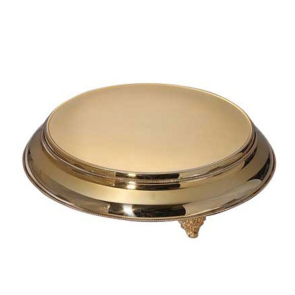 Rose Accent Round Gold Plated Cake Plateau