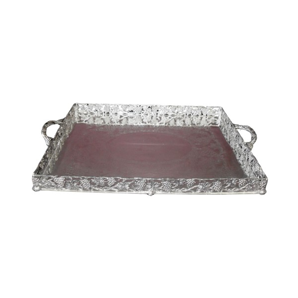 16" x 20" Rectangular Silver Plated Ornate Edge Guard with Handles