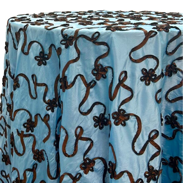 Ribbon Taffeta - Slate Blue with Chocolate