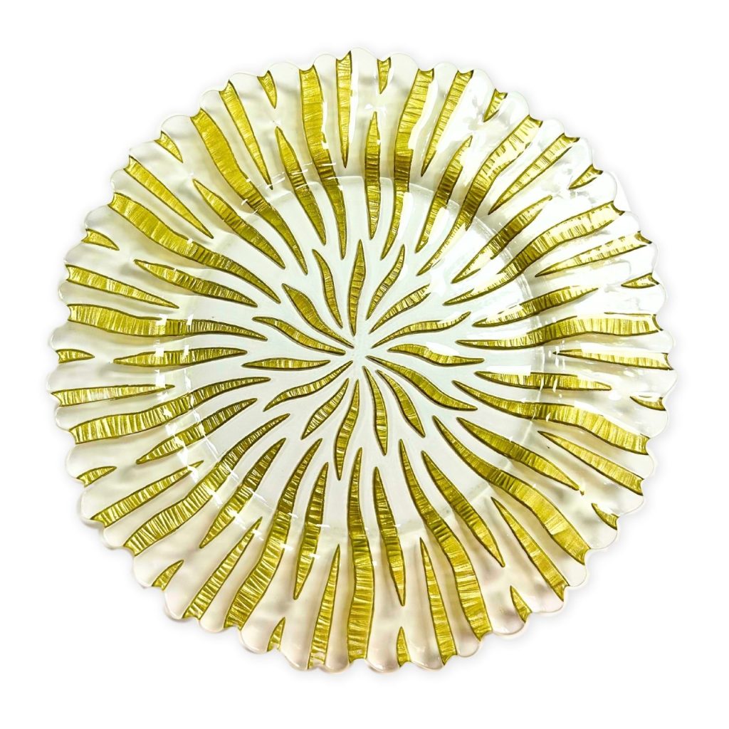 13" Gold Sunburst Glass Charger